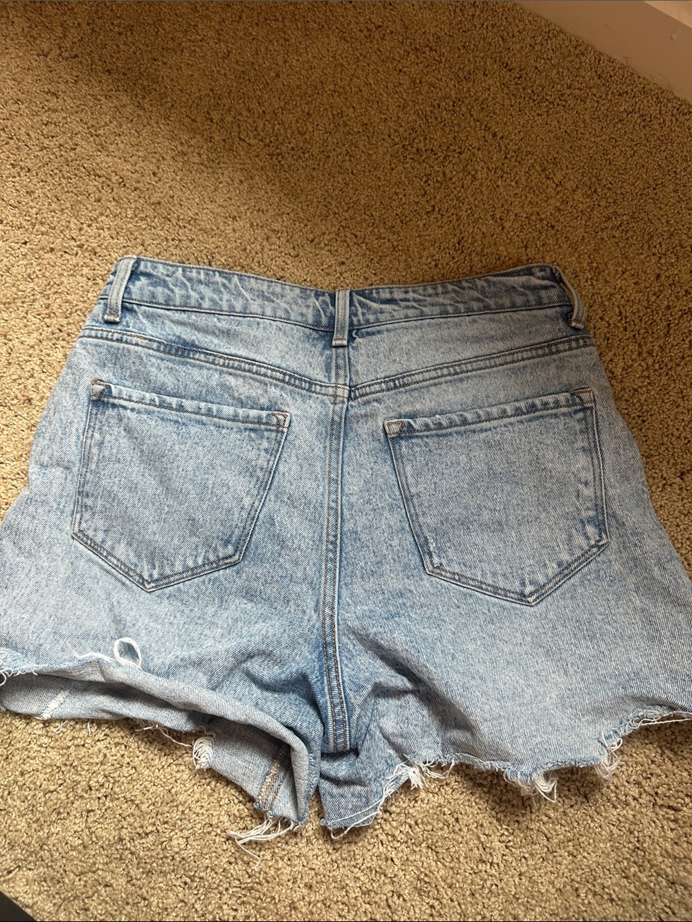 Light Wash Distressed High-Rise Denim Shorts - Picture 2 of 4